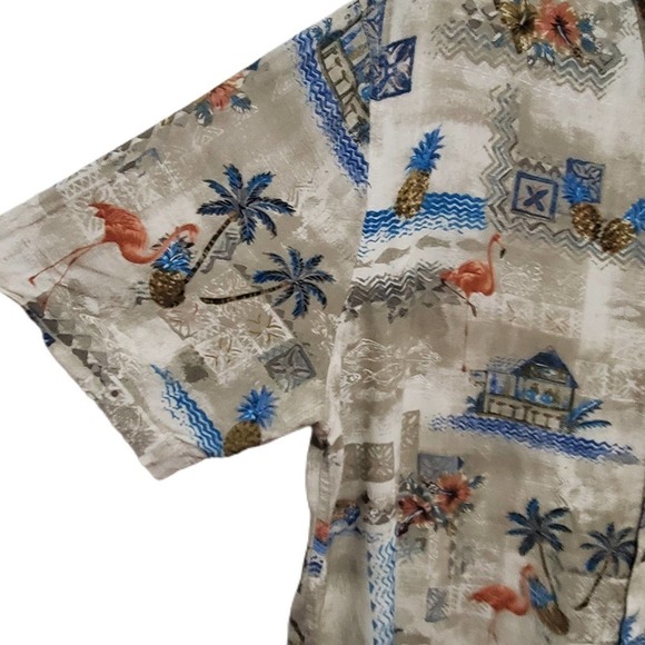 Batik Boy Tropical SS Button Up Shirt Vacation Beach Flamingo Pineapple Men's XL - Picture 5 of 12